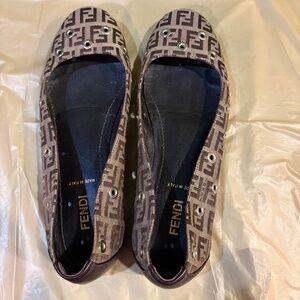 Authentic Preowned Fendi Zucchino Canvas Ballet Flats Size 36